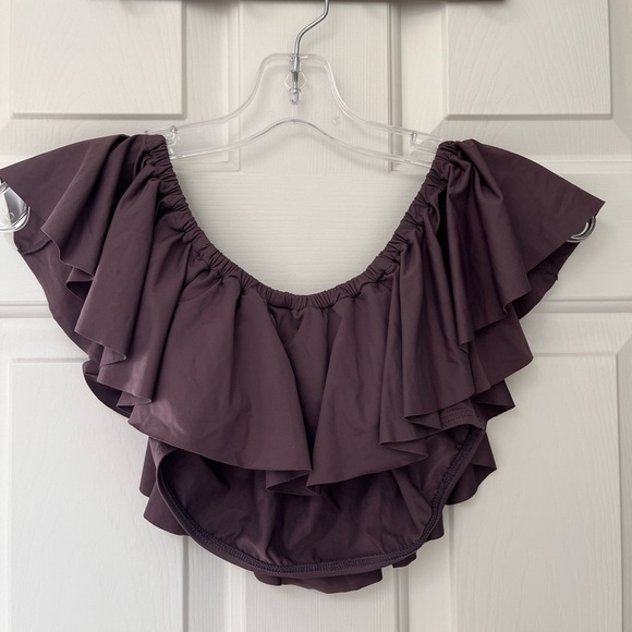 NWT L*SPACE by Monica Wise “Hey Girl” Off-Shoulder Ruffle Swim Tune Top S/M - Picture 4 of 10